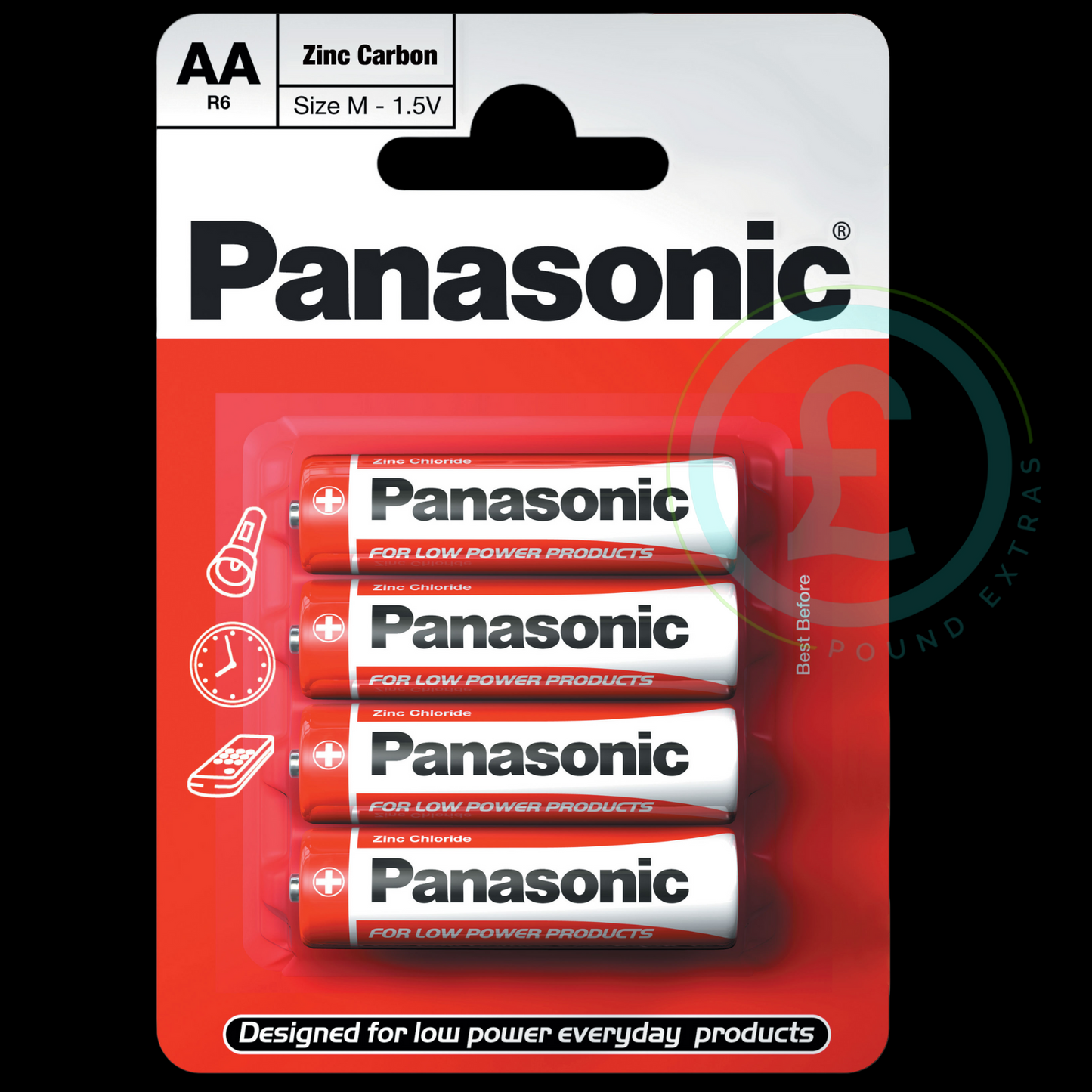 Panasonic AA Batteries 4 Pack BOGOF Buy One Get One Free Zinc Carbon 1.5V2
