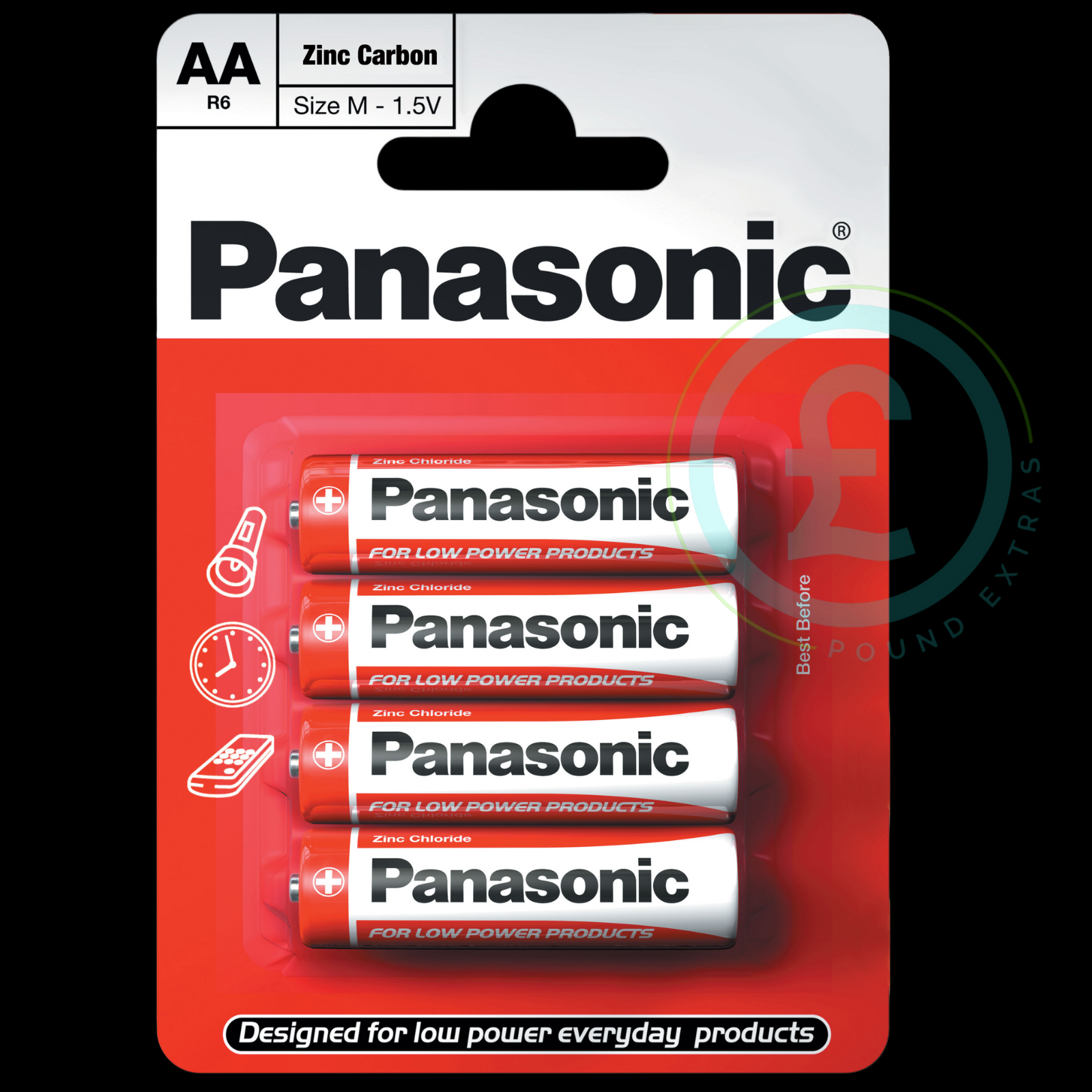 Panasonic AA Batteries 4 Pack BOGOF Buy One Get One Free Zinc Carbon 1.5V2