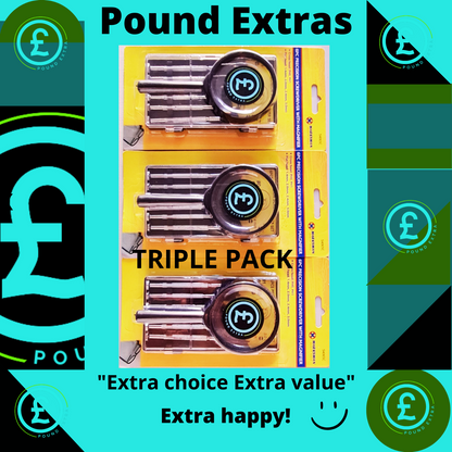 Triple pack of Pound Extras on a blue background with Pound logo.