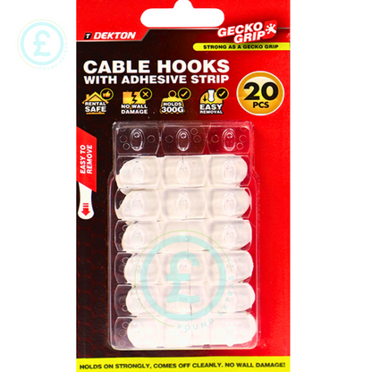 Clear Adhesive Cable Hooks 20 Pack Fairy Light Clips Christmas Light Holders0