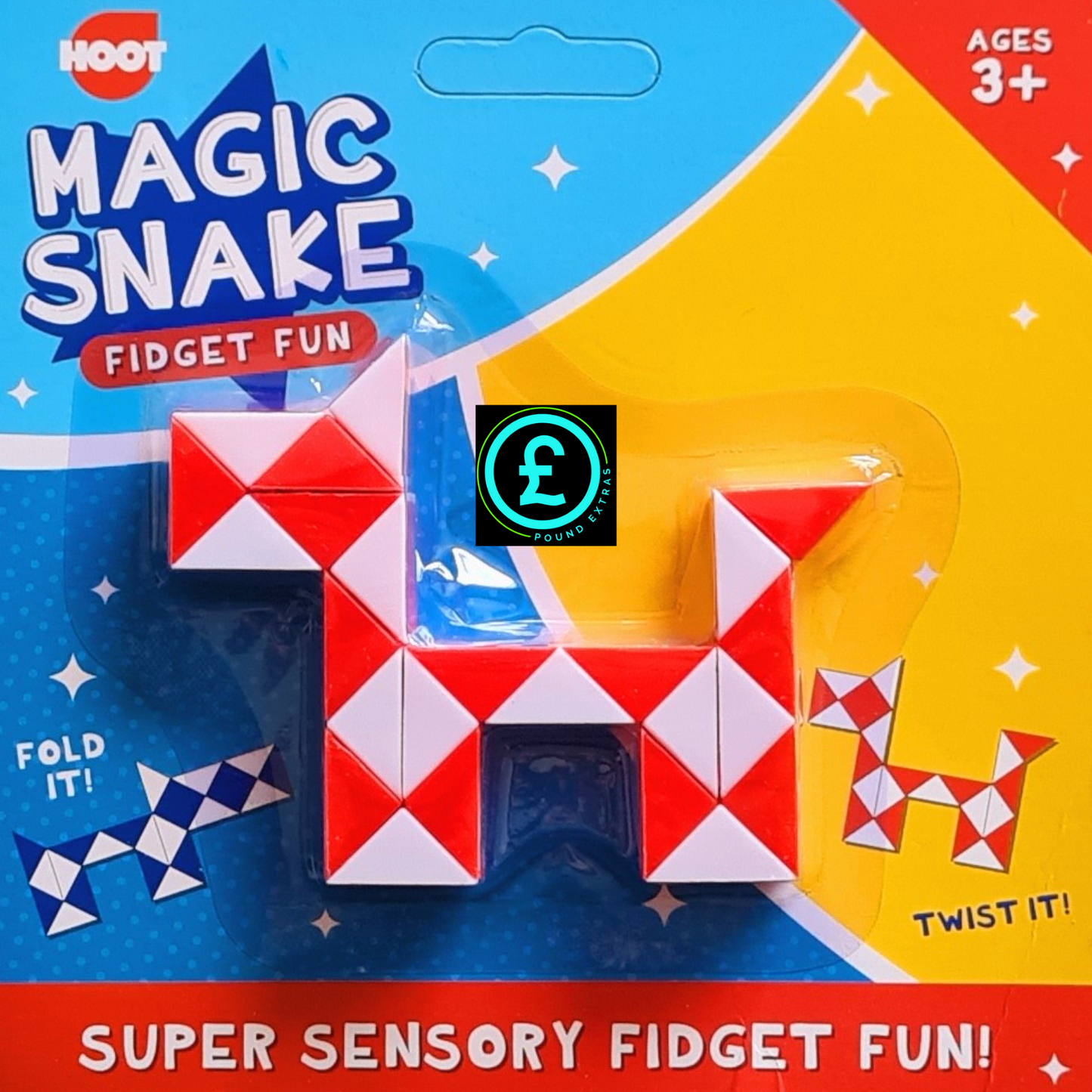 Magic Snake fidget toy packaging with colorful design and text