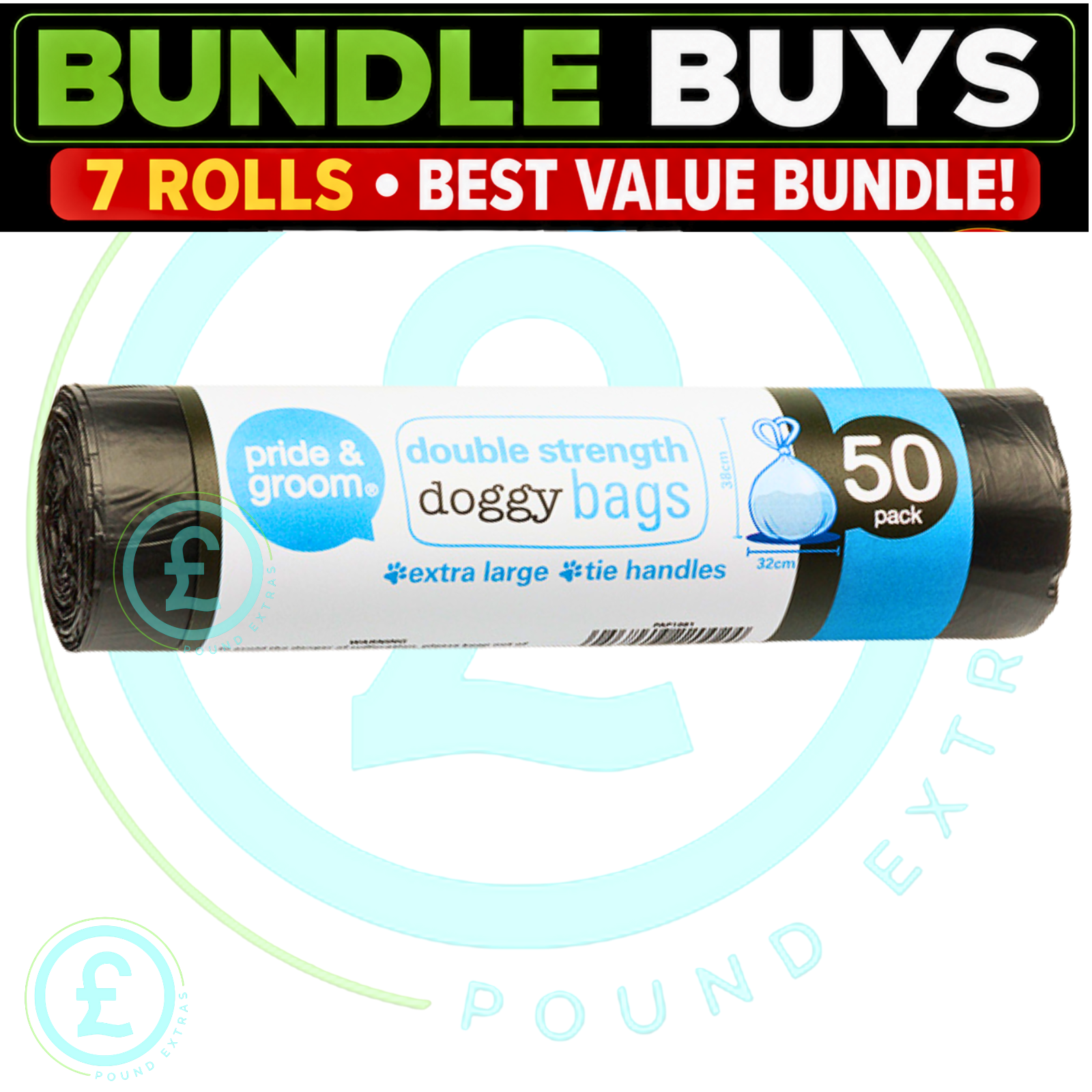 Doggy Bags 350 Pack 7 Roll Bundle Extra Large Tie Handles Thick Double Strength1