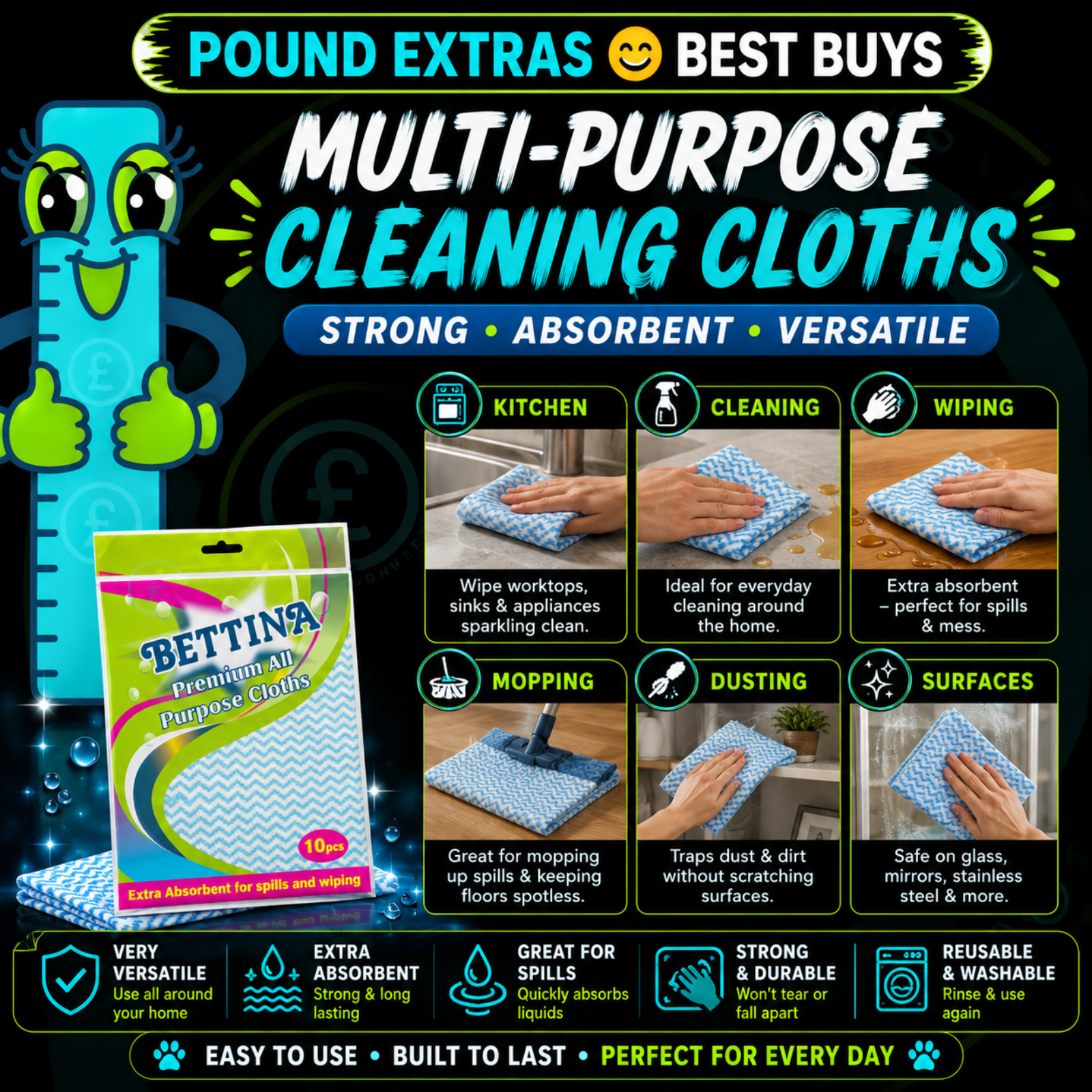 Cloths 40 Pack Bundle Super Absorbent Cleaning Bettina Premium All Purpose   3