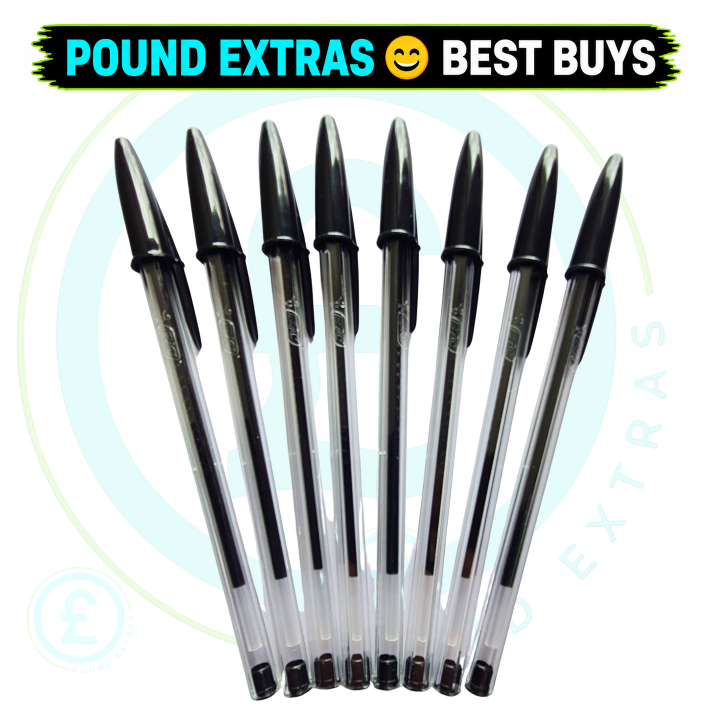 BIC Cristal Original Black Ink Ballpoint Pens 8 Pack Medium 1.0mm Office Smooth11