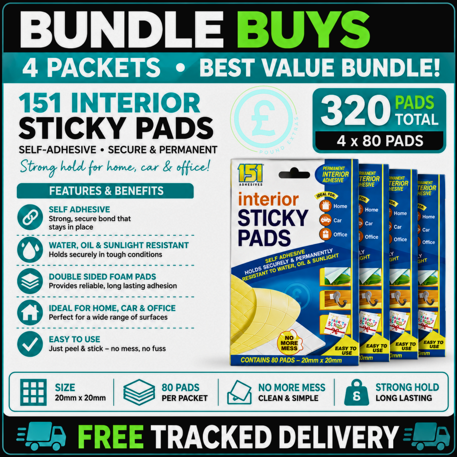 Sticky Pads 320 Pack Bundle Self Adhesive Double Sided Foam Pads Holds Securely1