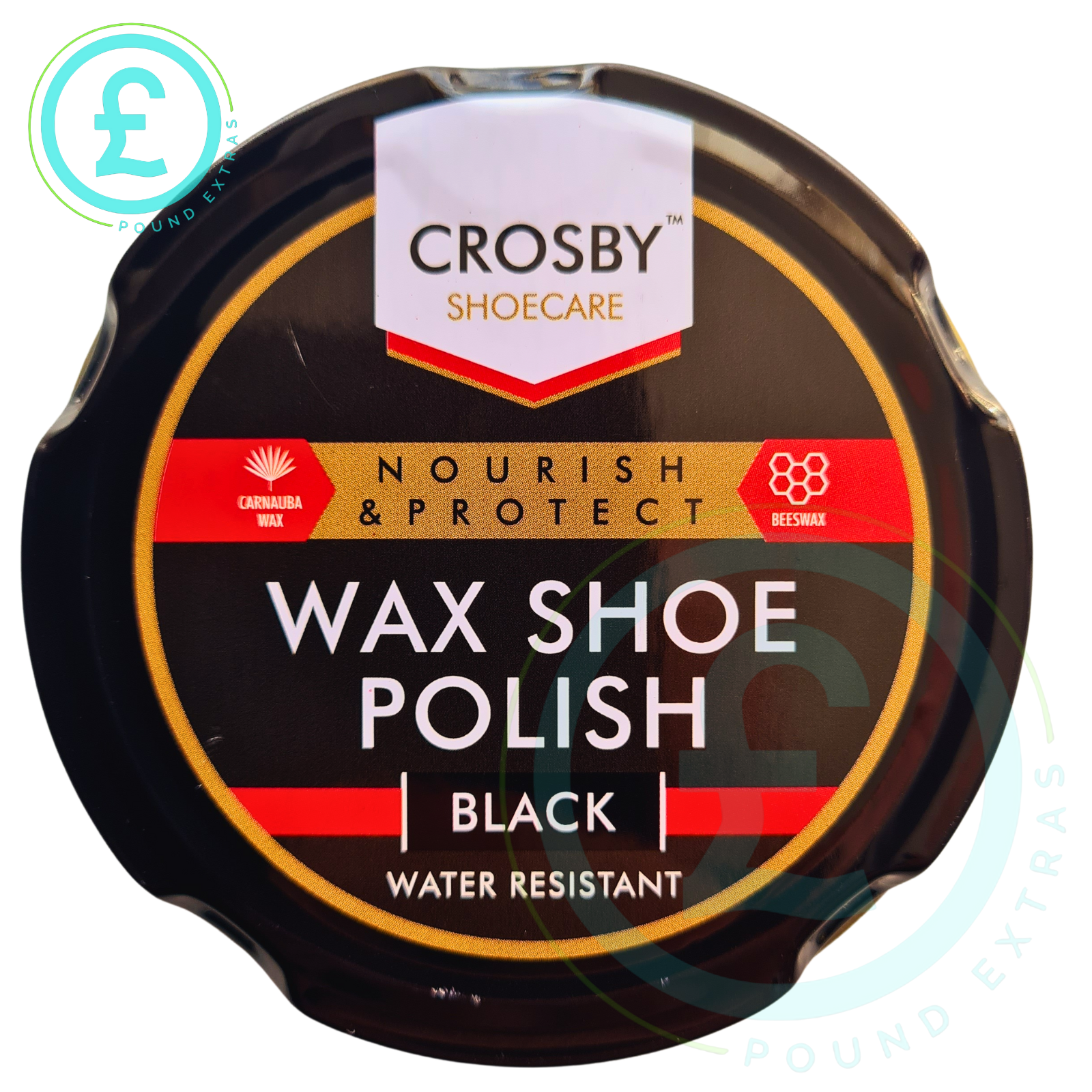 Jar of Crosby Wax Shoe Polish on a white background