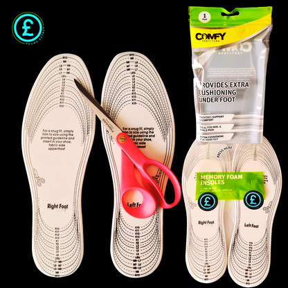 45987285❤️ POUND EXTRAS 😊 Memory Foam Insoles 💚 odour-control comfort for men & women – trim to fit any shoe, soft cushioning keeps feet fresh all day!