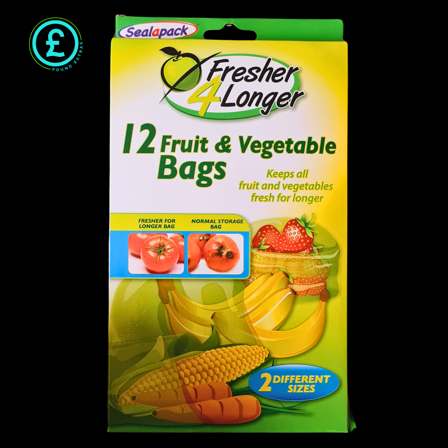 Sealapack Fruit & Vegetable Storage Bags 12 Pack Fresher 4 Longer Reusable  16