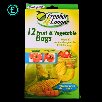 Sealapack Fruit & Vegetable Storage Bags 12 Pack Fresher 4 Longer Reusable  16