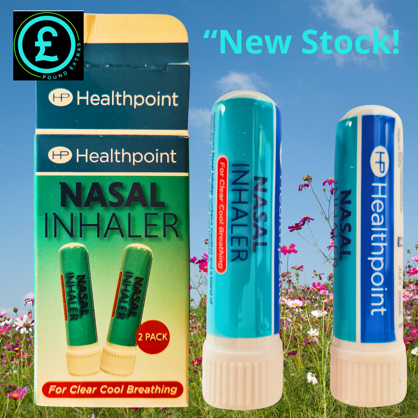 ❤️ POUND EXTRAS 😊 Nasal Inhaler Sticks 💚 twin pack with peppermint & eucalyptus for fast sinus relief – unblock nose & refresh breathing naturally.