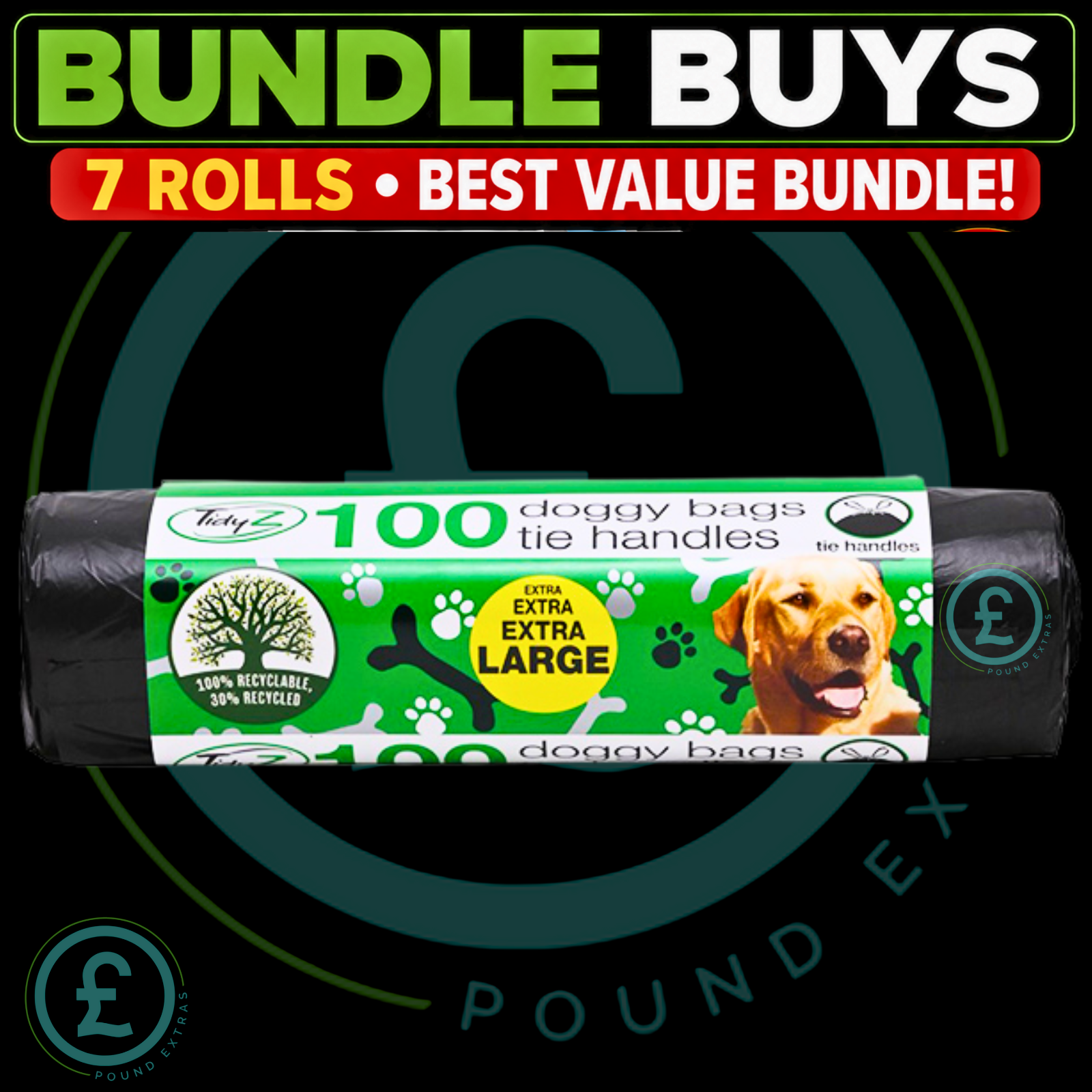 Doggy Bags 700 Pack Bundle Extra Large Tie Handle Dog Waste Bags 1