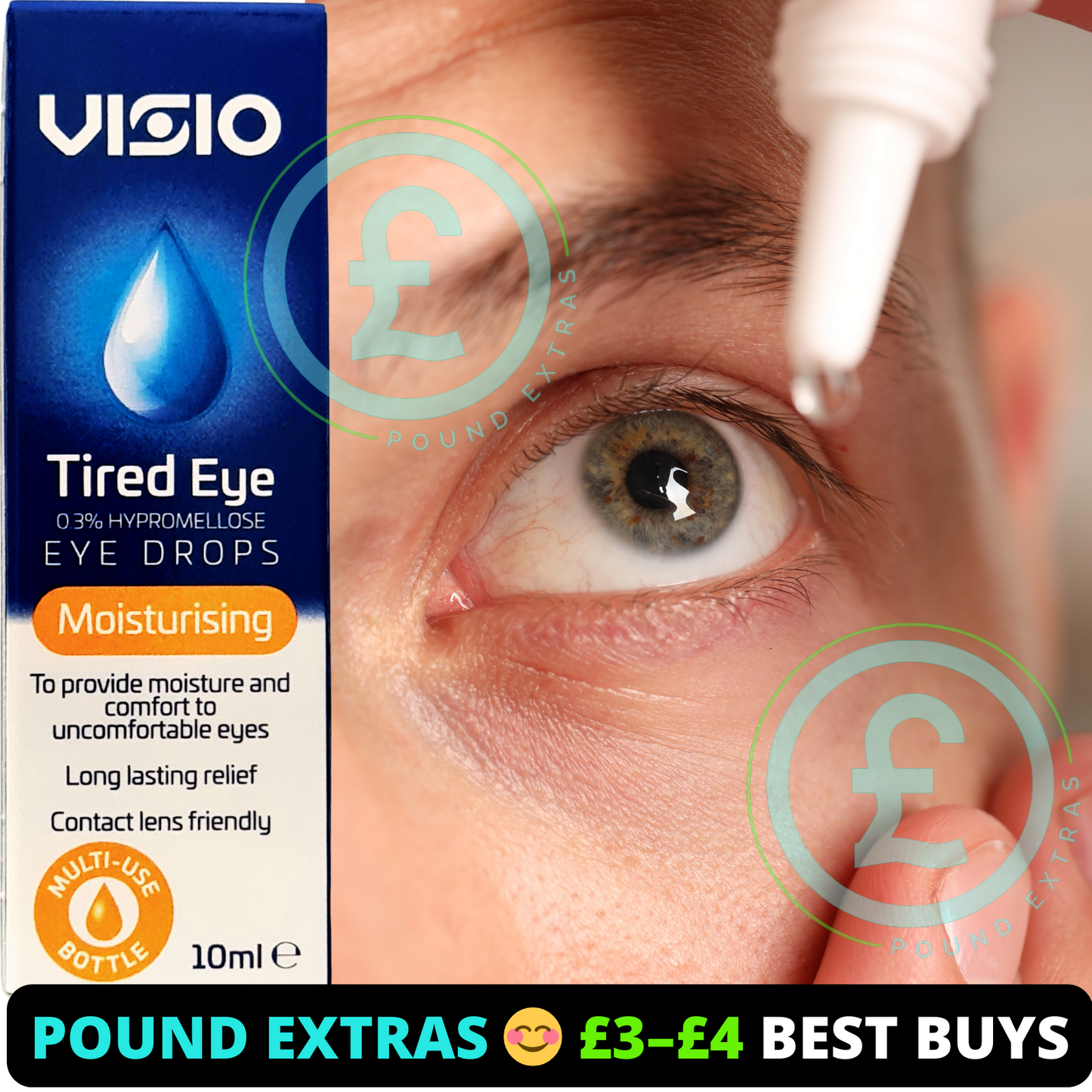 Eye Drops Dry Tired Eyes Moisturising Relief Lubricating Hypromellose 10ml UK2