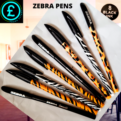 Pack of Zebra pens with black and orange design on a white background