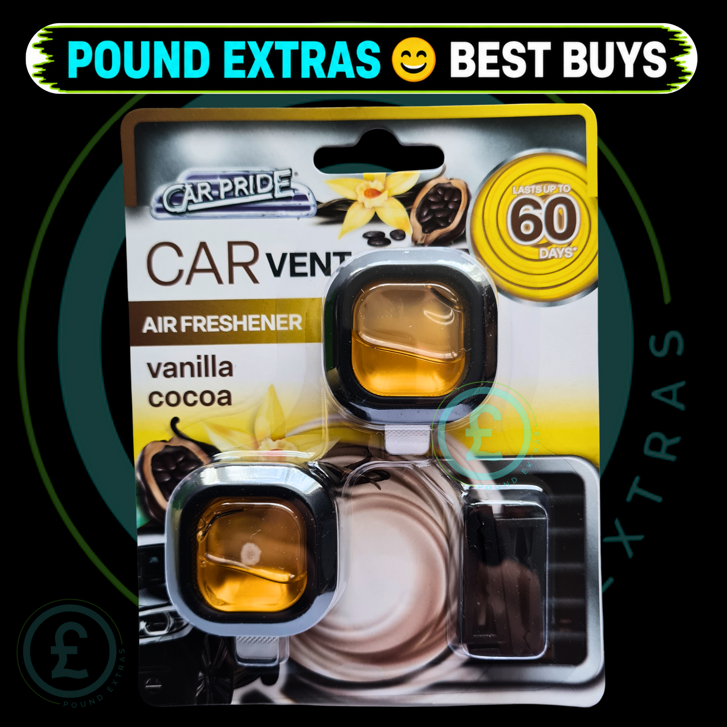 Car Vent Air Freshener Vanilla Cocoa Twin Pack Clip 60 Day Scent Long Lasting0