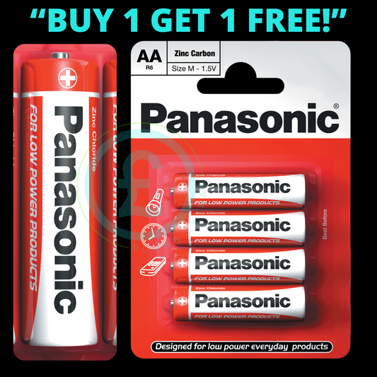 Panasonic AA Batteries 4 Pack BOGOF Buy One Get One Free Zinc Carbon 1.5V0