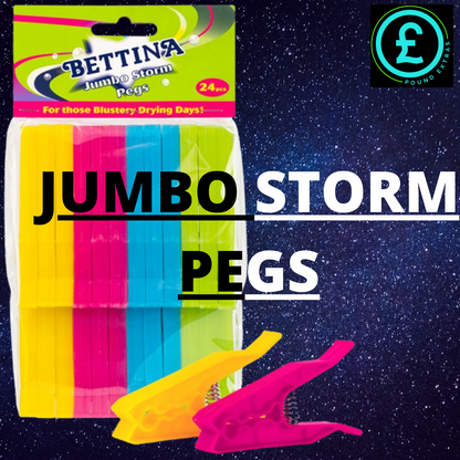 Storm Pegs Strong Spring Jumbo Laundry Pegs 24 Clothes Peg Pack Wind Resistant1