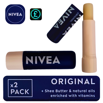 Nivea stick with packaging and branding elements on a white background