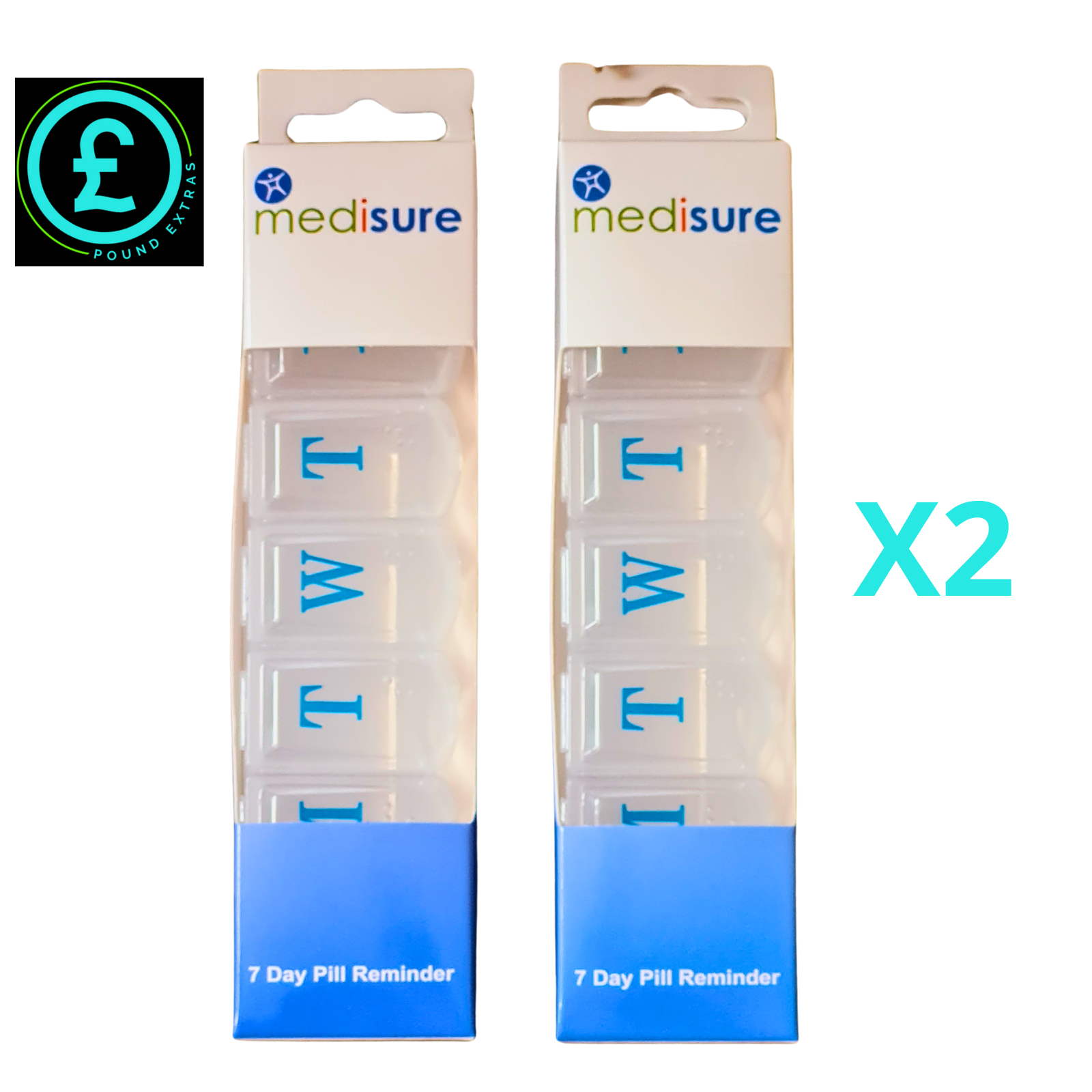 Pill Box vitamin Holder Tablet Container With braille lids 2 X Large 7 X Days0