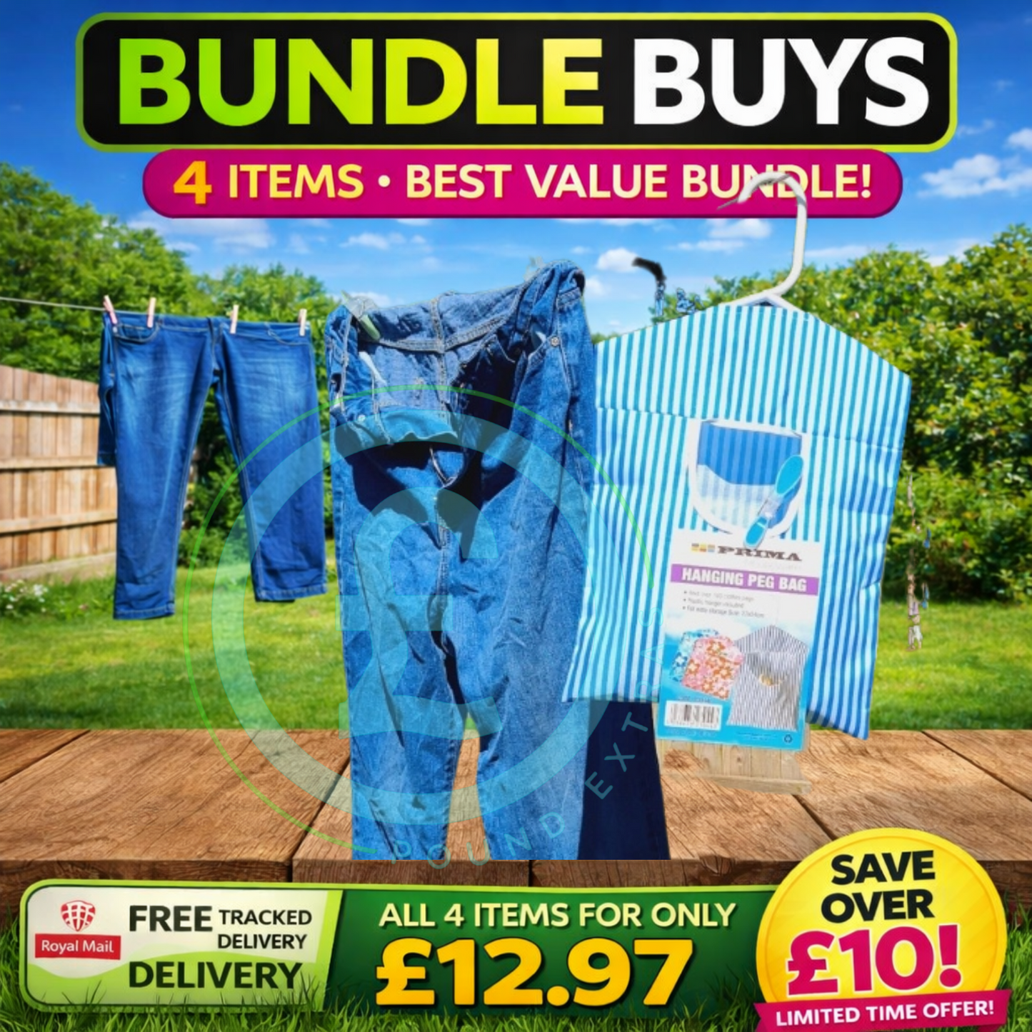 Clothes Pegs 40 Pack Strong Washing Line Peg Bag Bundle Soft Grip Laundry Set6