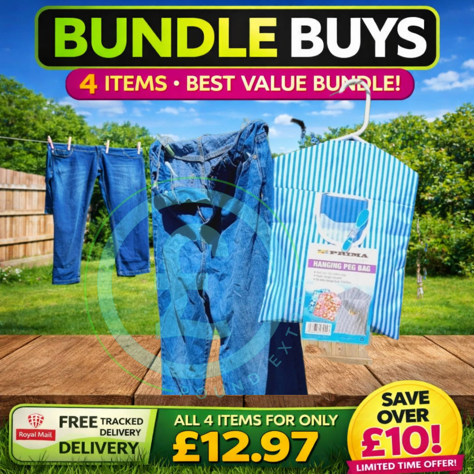 Clothes Pegs 40 Pack Strong Washing Line Peg Bag Bundle Soft Grip Laundry Set6
