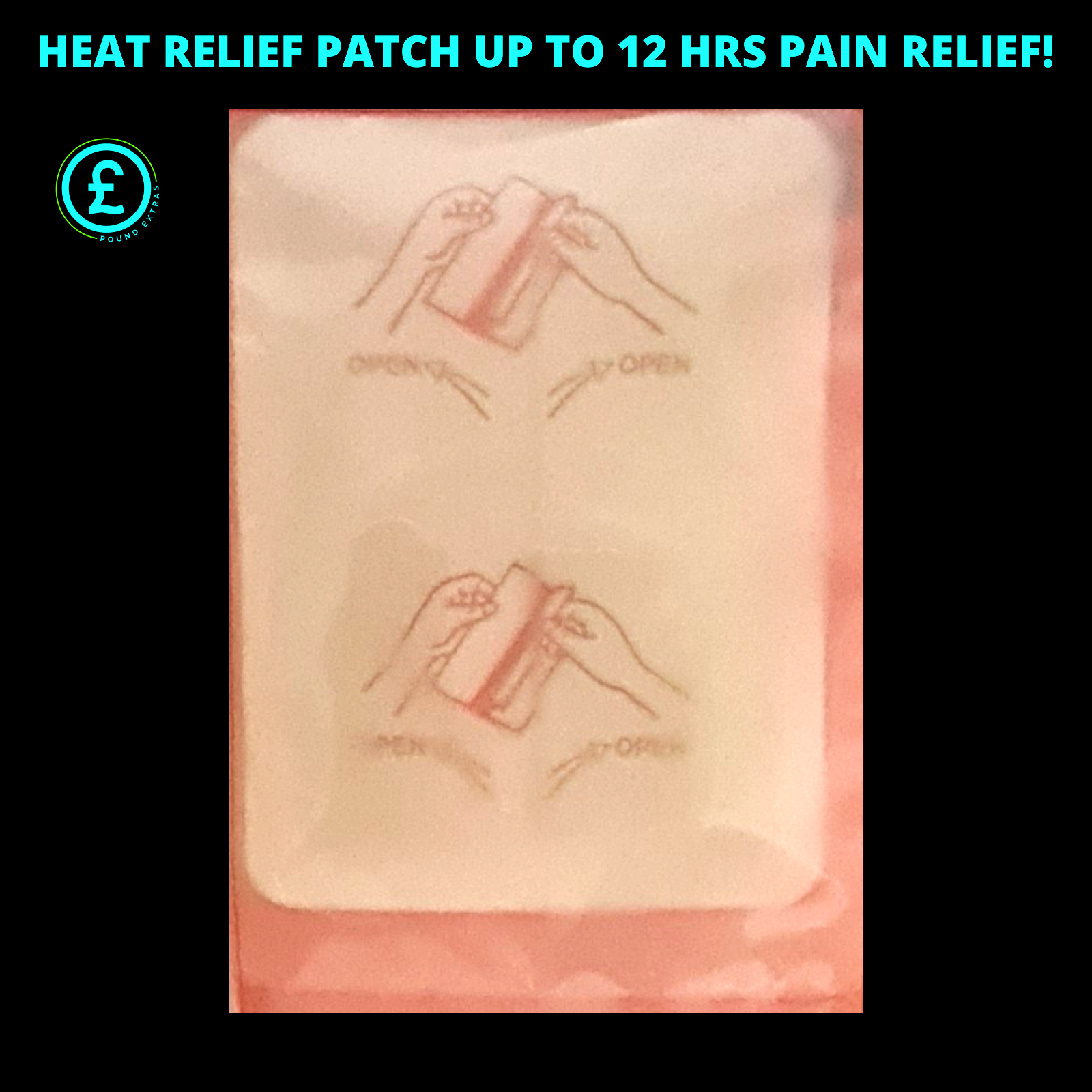 Heat Relief Patches for Pain Relief 2 x Large Backache, Joint Aches, Cramps 12 H3