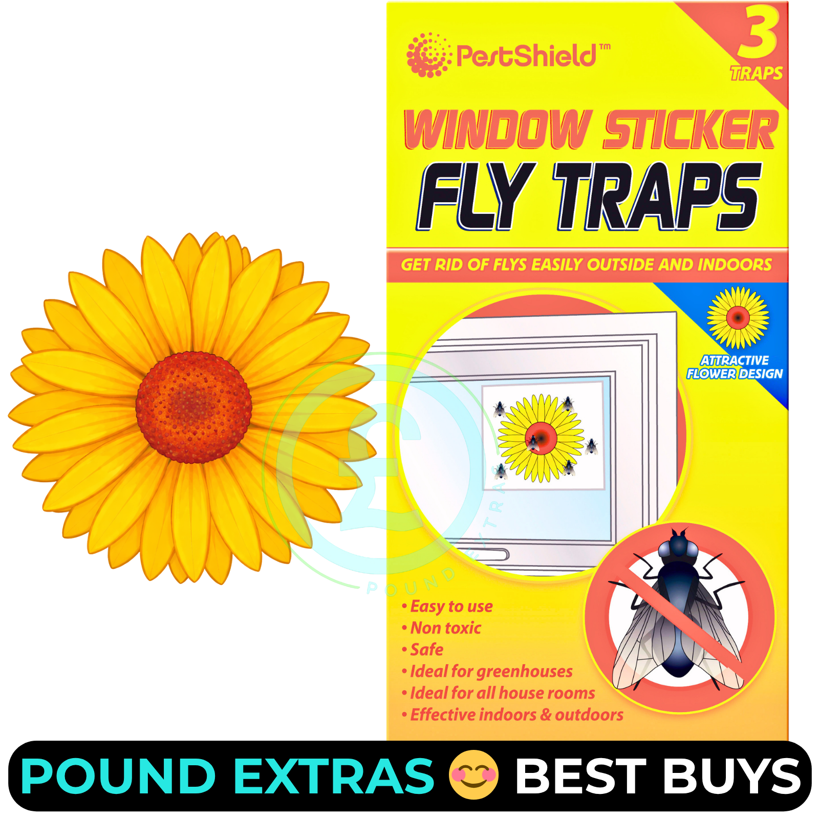 Fly Catcher Window Flower Traps Stickers Bug Insect Killer Sticky Window Trap14