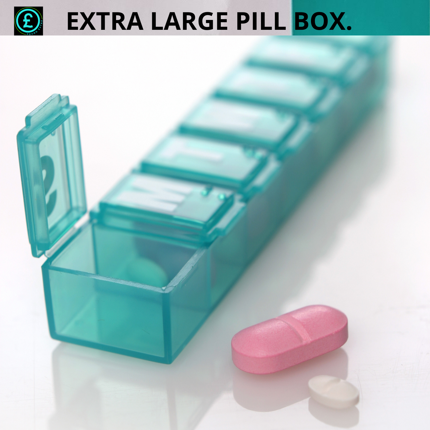 Pill Box vitamin Holder Tablet Container With braille lids 2 X Large 7 X Days11