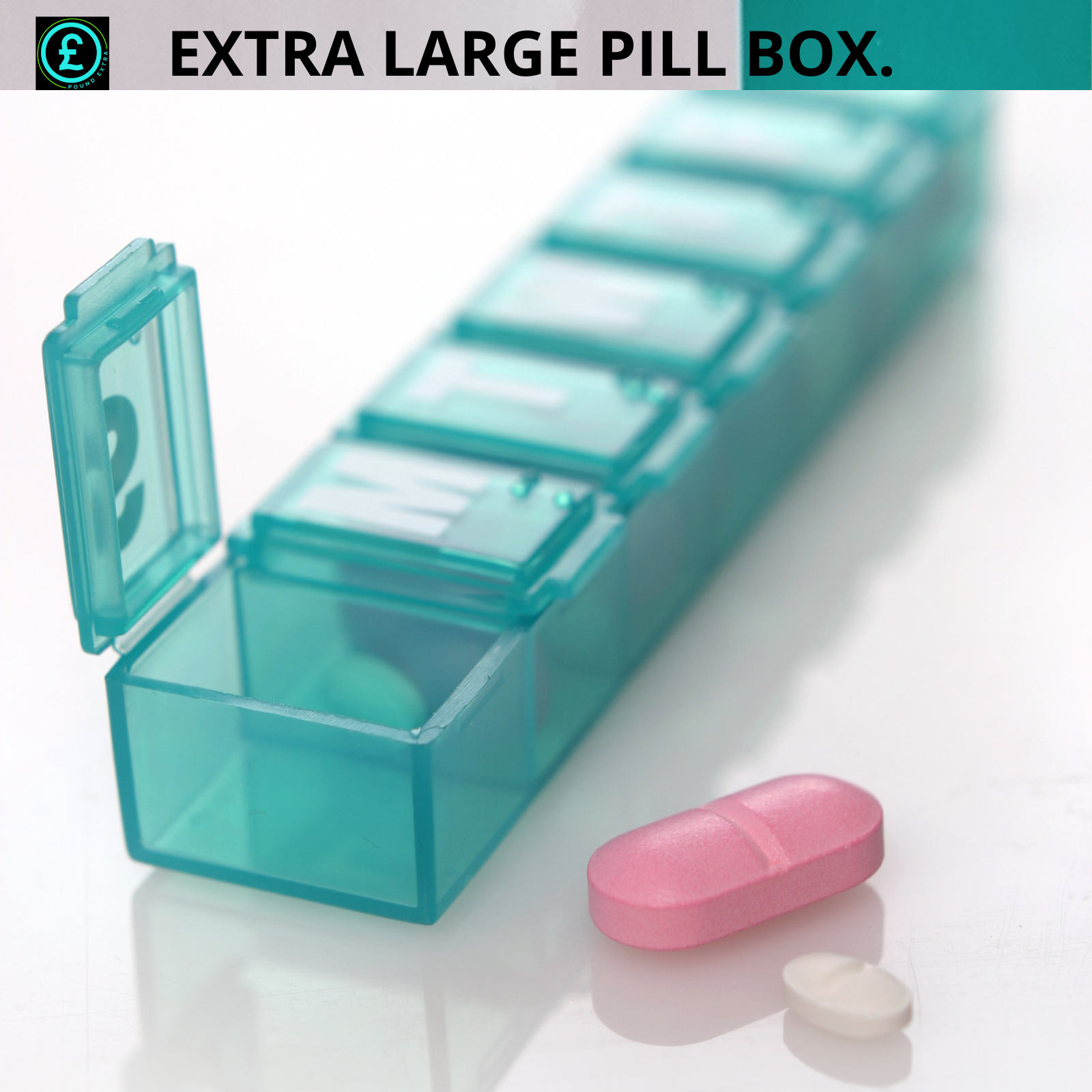 Pill Box vitamin Holder Tablet Container With braille lids 2 X Large 7 X Days11