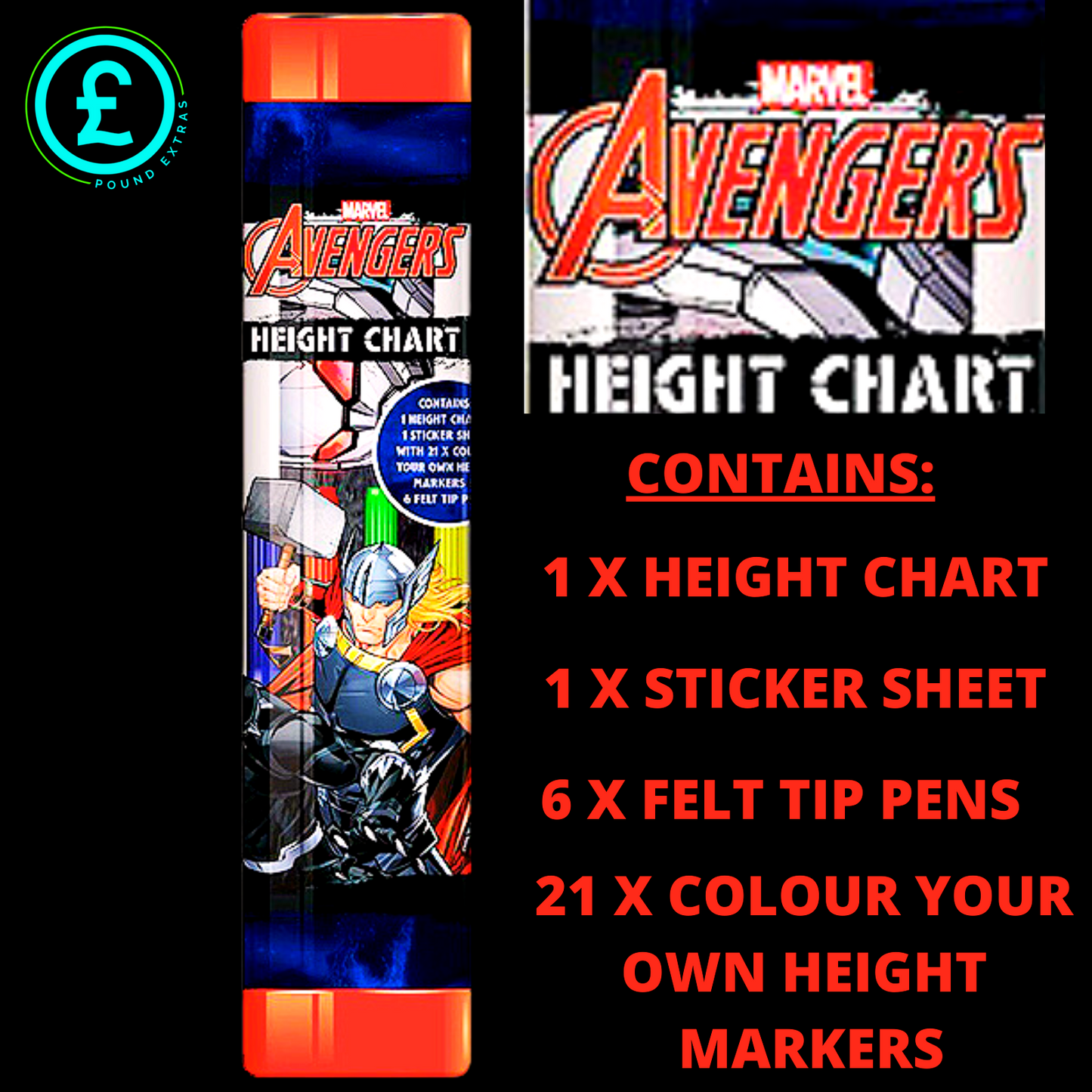 Kids Gifts & presents MARVEL AVENGERS HEIGHT CHART 160 -FELT TIP PENS - COLOURS3
