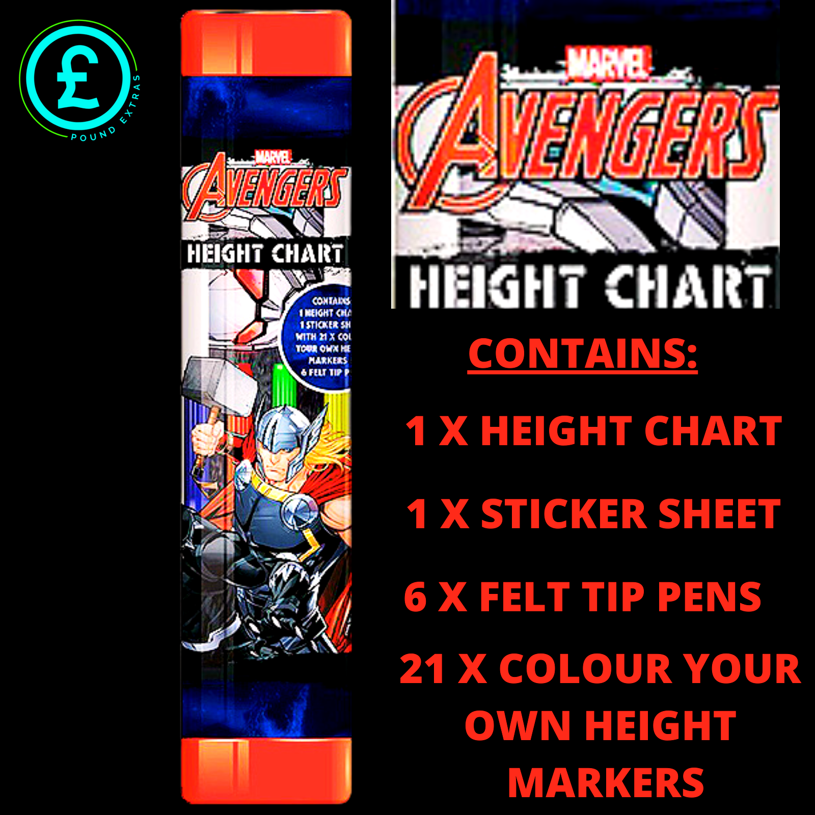 Kids Gifts & presents MARVEL AVENGERS HEIGHT CHART 160 -FELT TIP PENS - COLOURS3