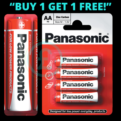 Panasonic AA Batteries 4 Pack BOGOF Buy One Get One Free Zinc Carbon 1.5V0