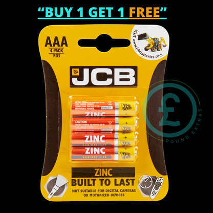 JCB AAA Batteries 4 Pack Zinc R03 1.5V Long Life Power BOGOFREE Built To Last2