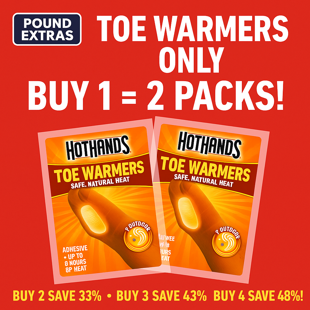  POUND EXTRAS   Hot Hands Toe Warmers BOGOF – Foot Warmers Up To 8 Hours9