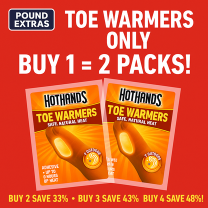   POUND EXTRAS   Hot Hands Toe Warmers BOGOF – Foot Warmers Up To 8 Hours9