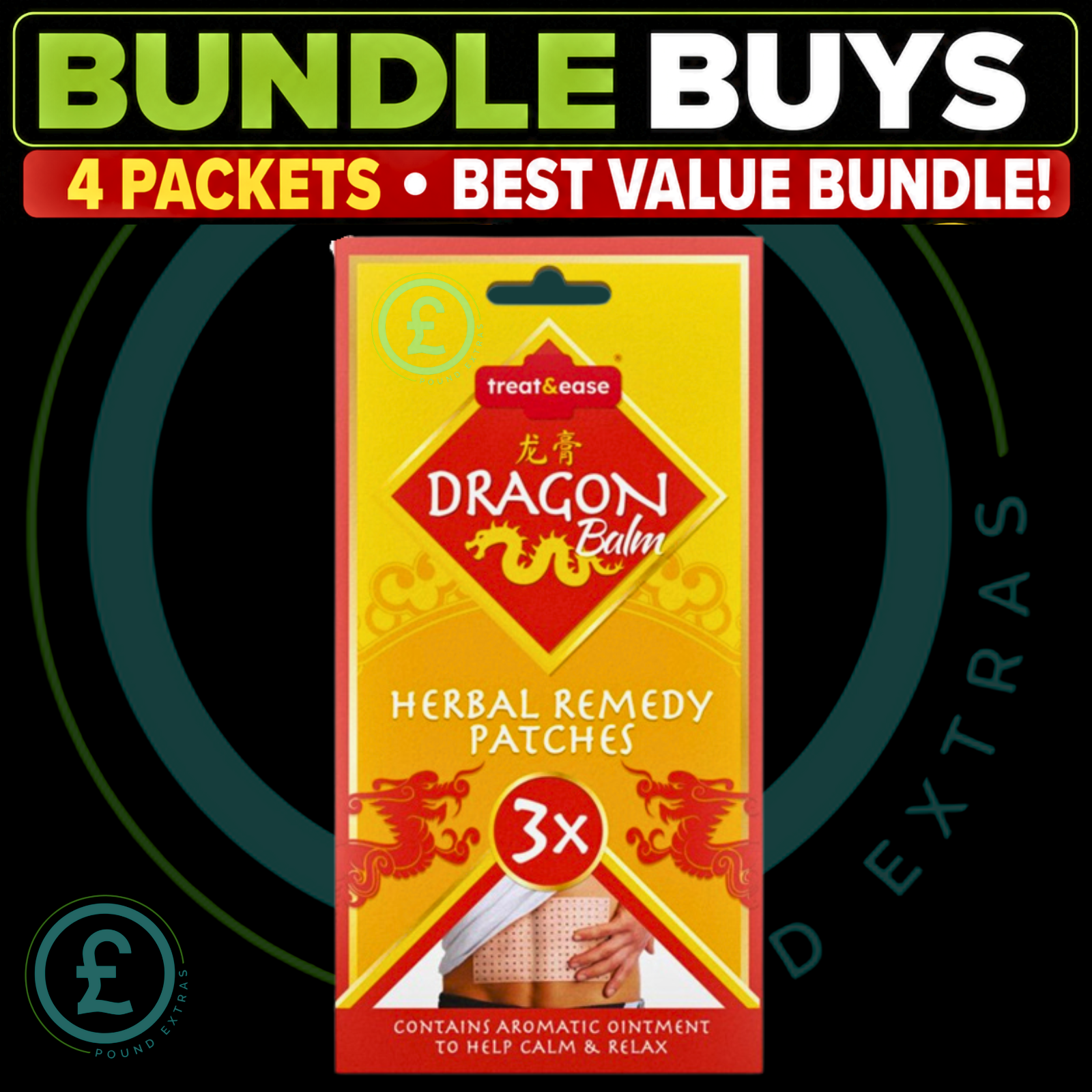 Dragon Balm Herbal Patches 12 Pack Bundle Back Neck Muscle Heat Calm And Relax1