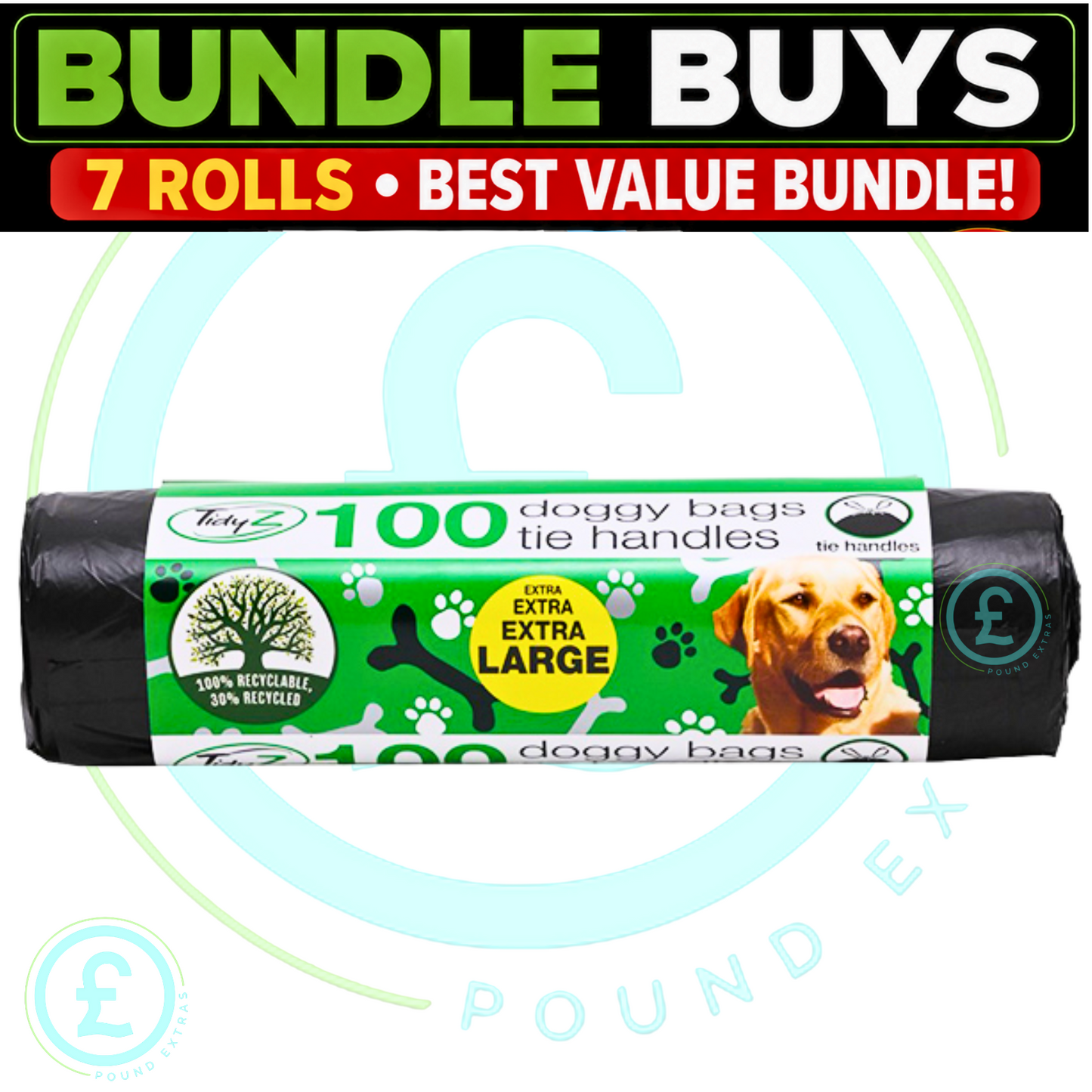 Doggy Bags 700 Pack Bundle Extra Large Tie Handle Dog Waste Bags 3