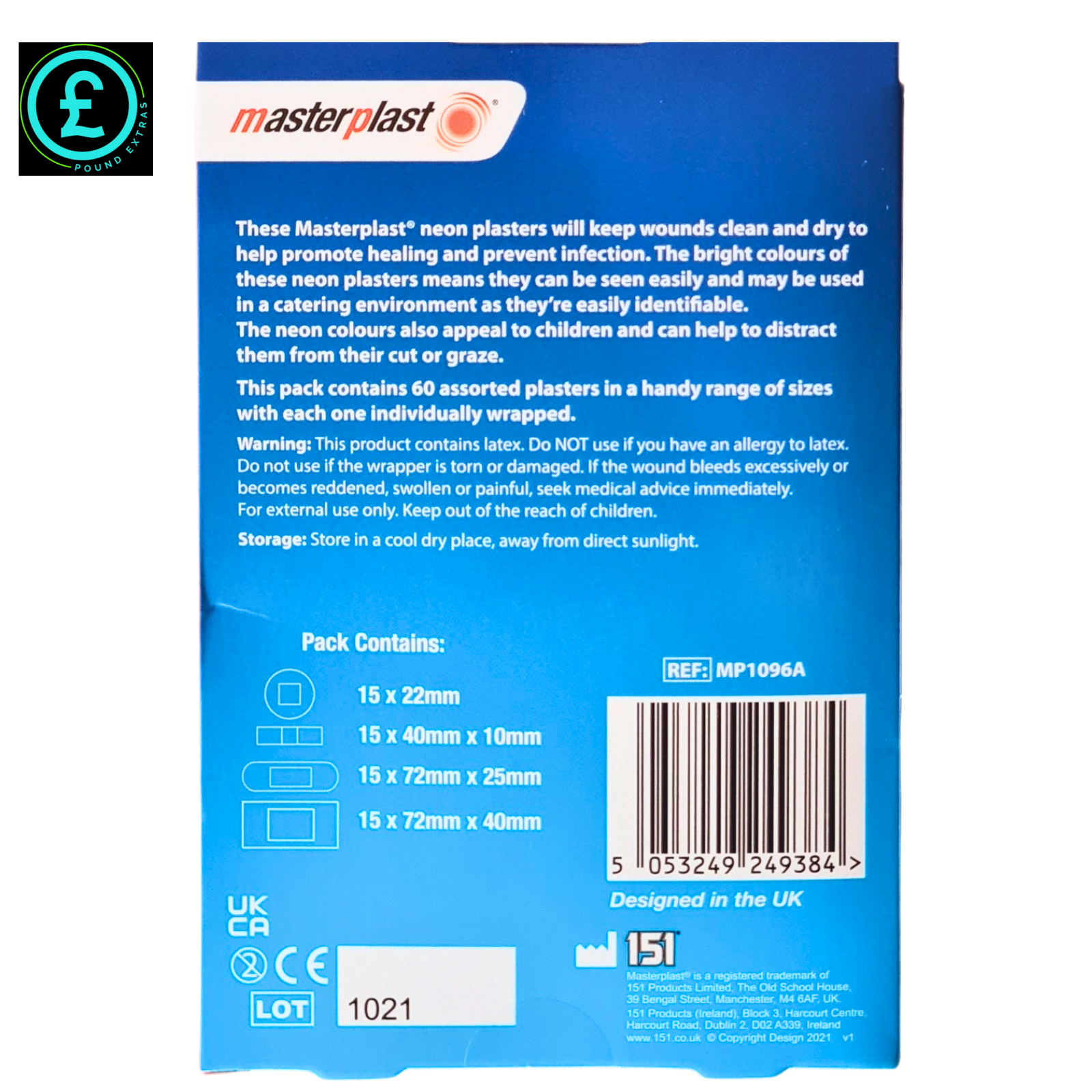 ❤️ POUND EXTRAS 😊 Neon Plasters 60 Pack 💚 waterproof, breathable & hypoallergenic — 4 assorted sizes for quick, hygienic first aid protection!