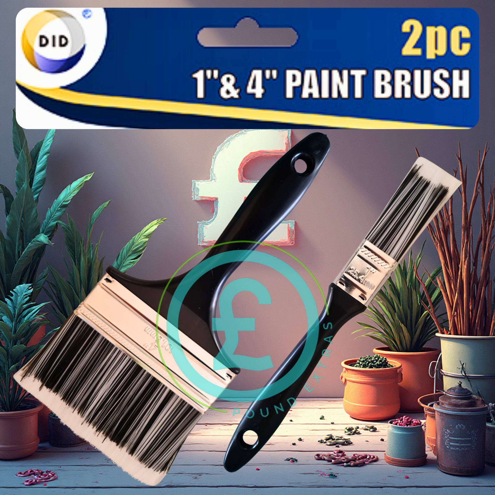 Paint Brush Set 1" 4" 2 Pack Painting Decorating Brushes Walls DIY Painting Tool4