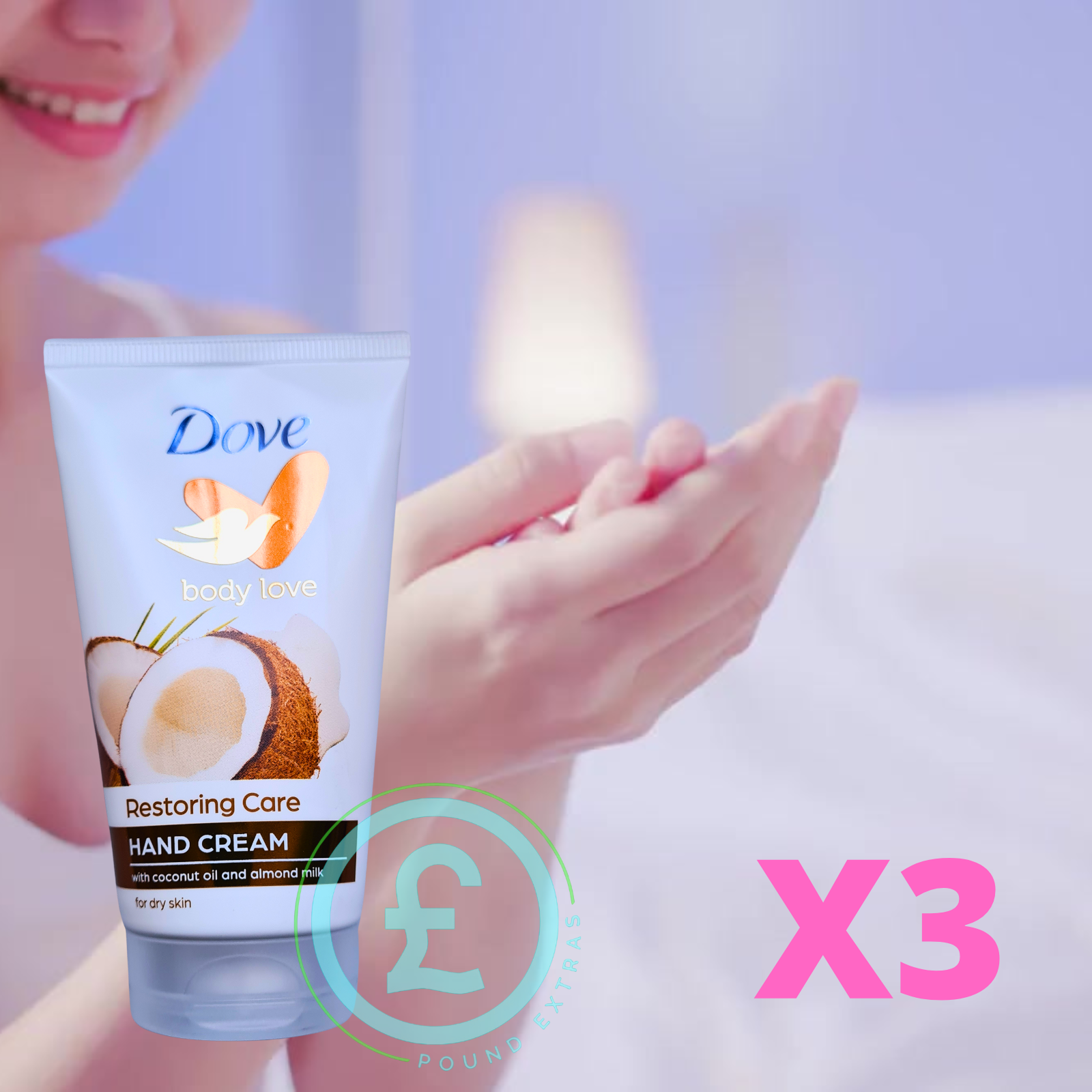 3 x Dove Body Love Restoring Care Hand Cream with Coconut Oil & Almond Milk 75ml2