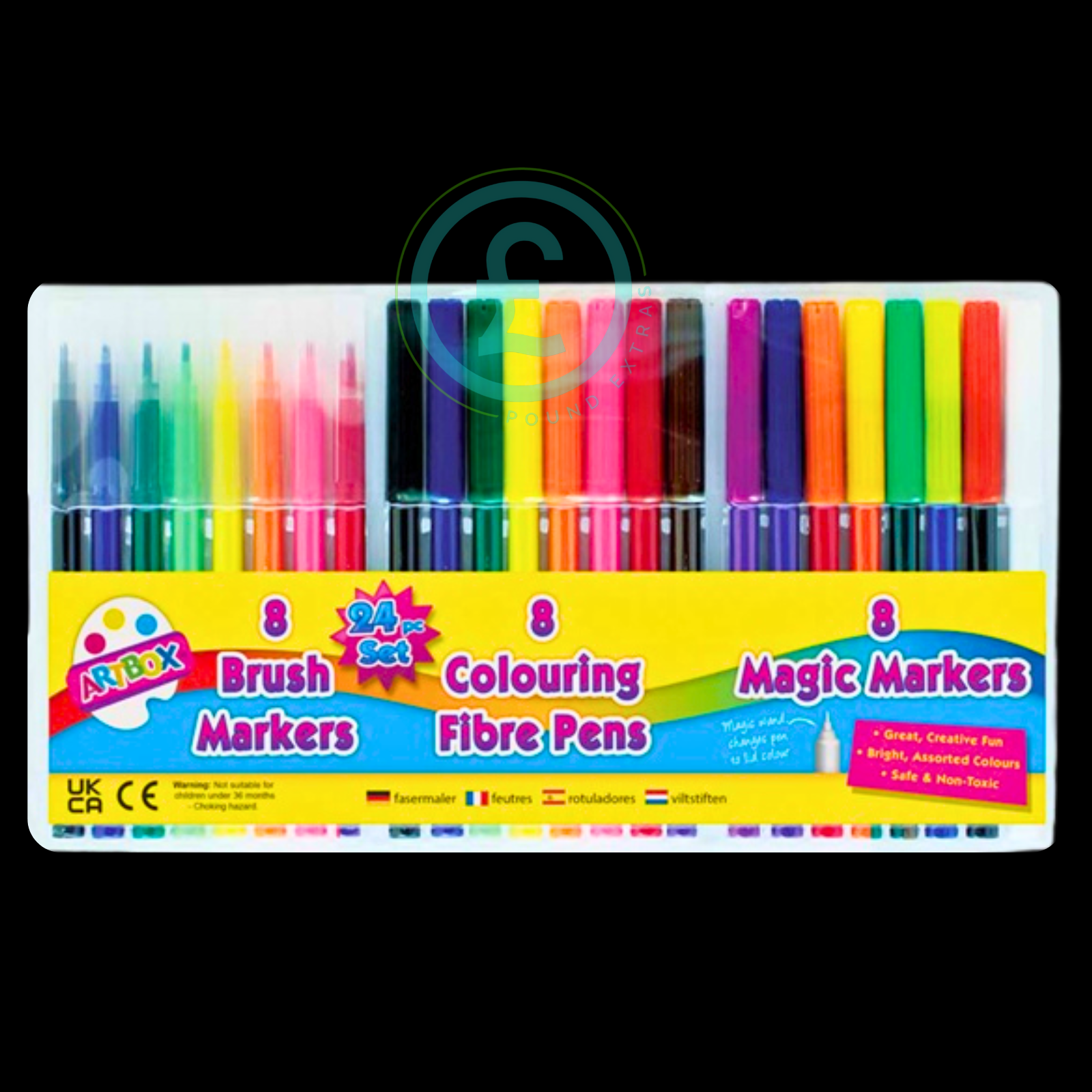 ️ Art box 24pc Colouring Pen Set Kids Brush Pens Fibre & Magic Markers Gifts0