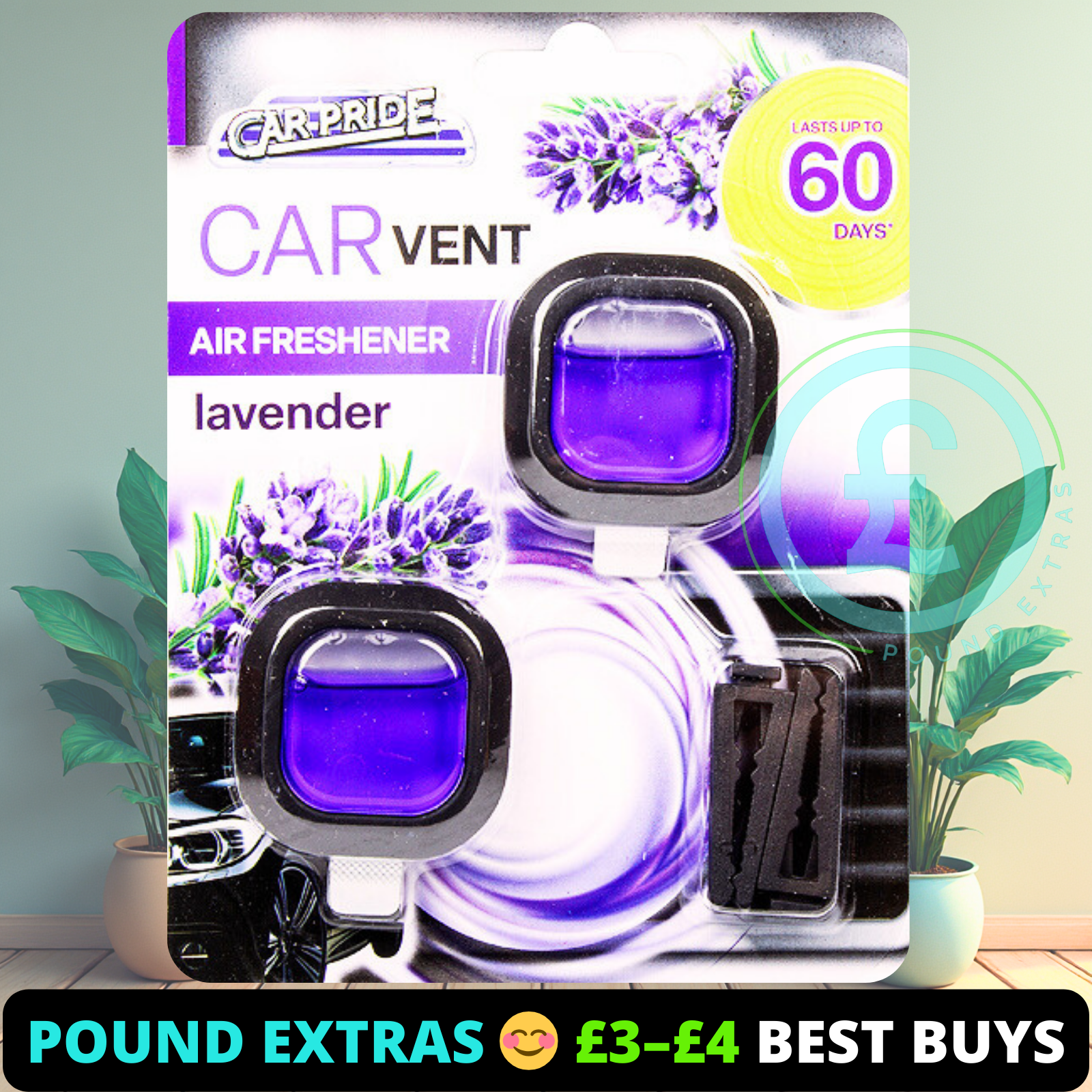 Car Air Freshener Vent Clip Lavender Twin Pack Long Lasting Odour Car Freshener1