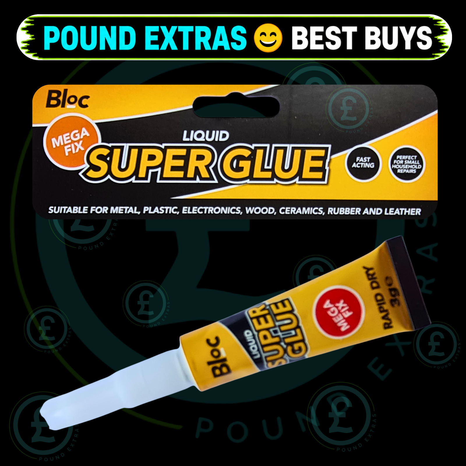 Super Glue Liquid 3g Tubes 5 Pack Bloc Fast Acting Strong Adhesive Bond DIY 3