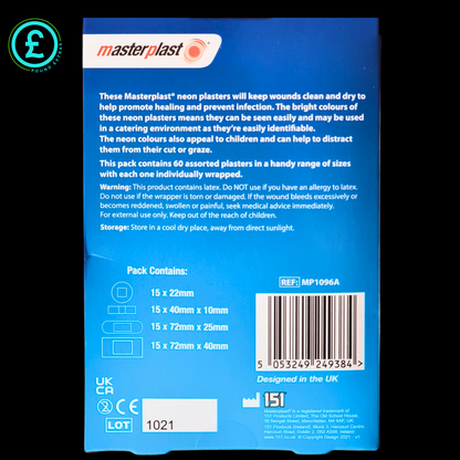 ❤️ POUND EXTRAS 😊 Neon Plasters 60 Pack 💚 waterproof, breathable & hypoallergenic — 4 assorted sizes for quick, hygienic first aid protection!