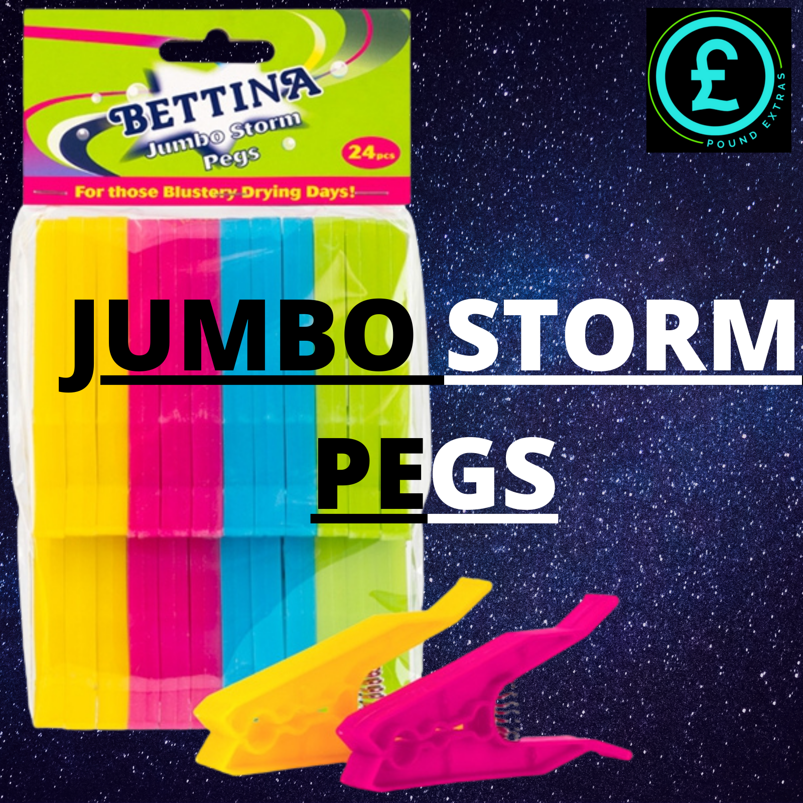 Storm Pegs Strong Spring Jumbo Laundry Pegs 24 Clothes Peg Pack Wind Resistant12