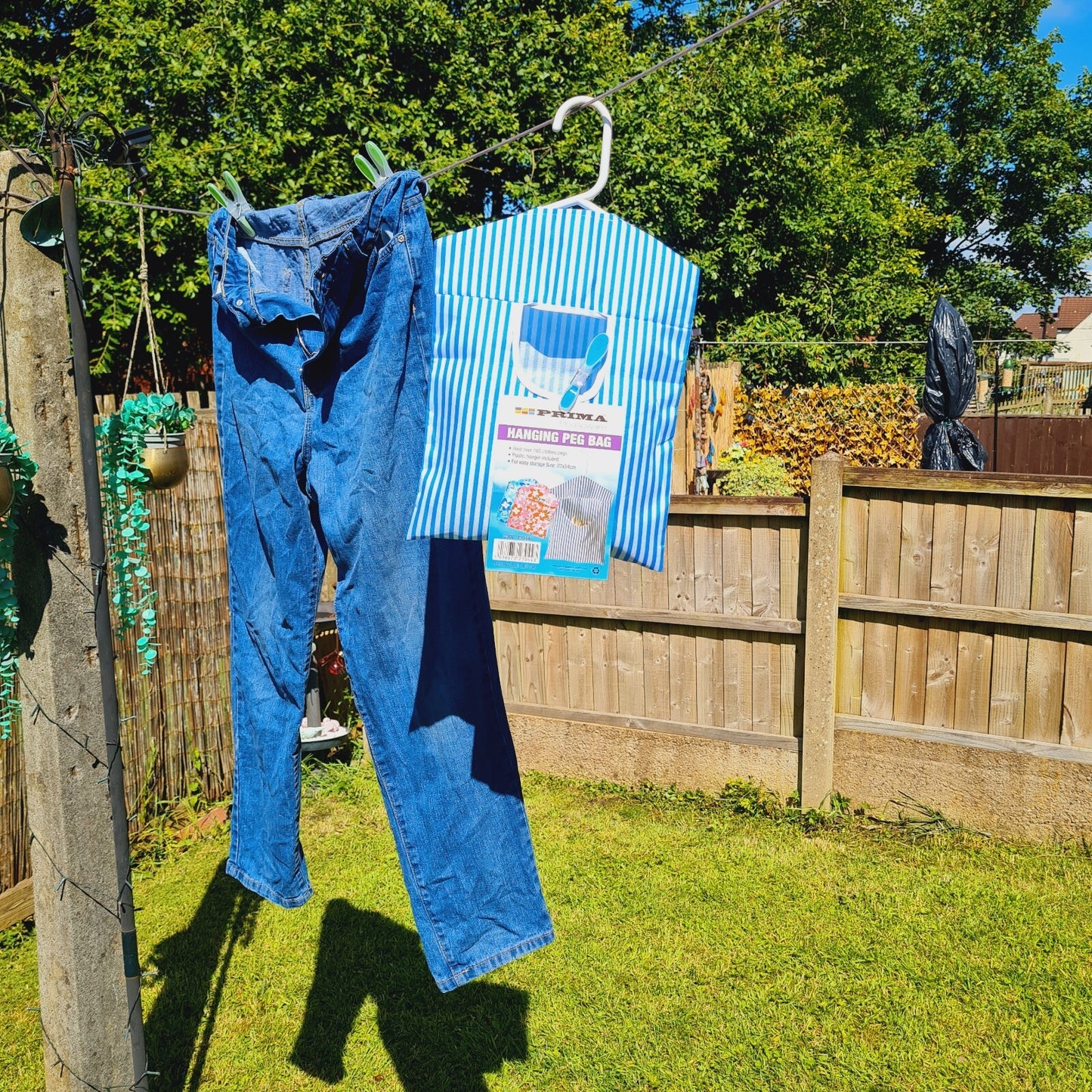 Peg Bag Cloth - With Coat Hanger  - Fabric & Plastic hold over 100 pegs Strong.0