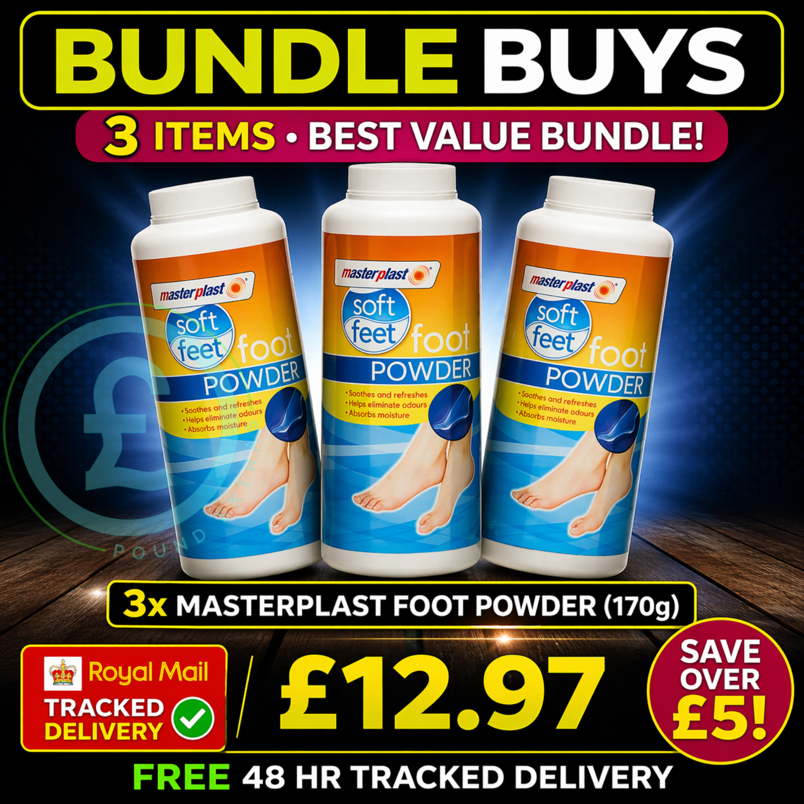 Foot Powder 3 Pack Odour Control Soft Dry Fresh Foot Care Bundle Soothes & Fresh0