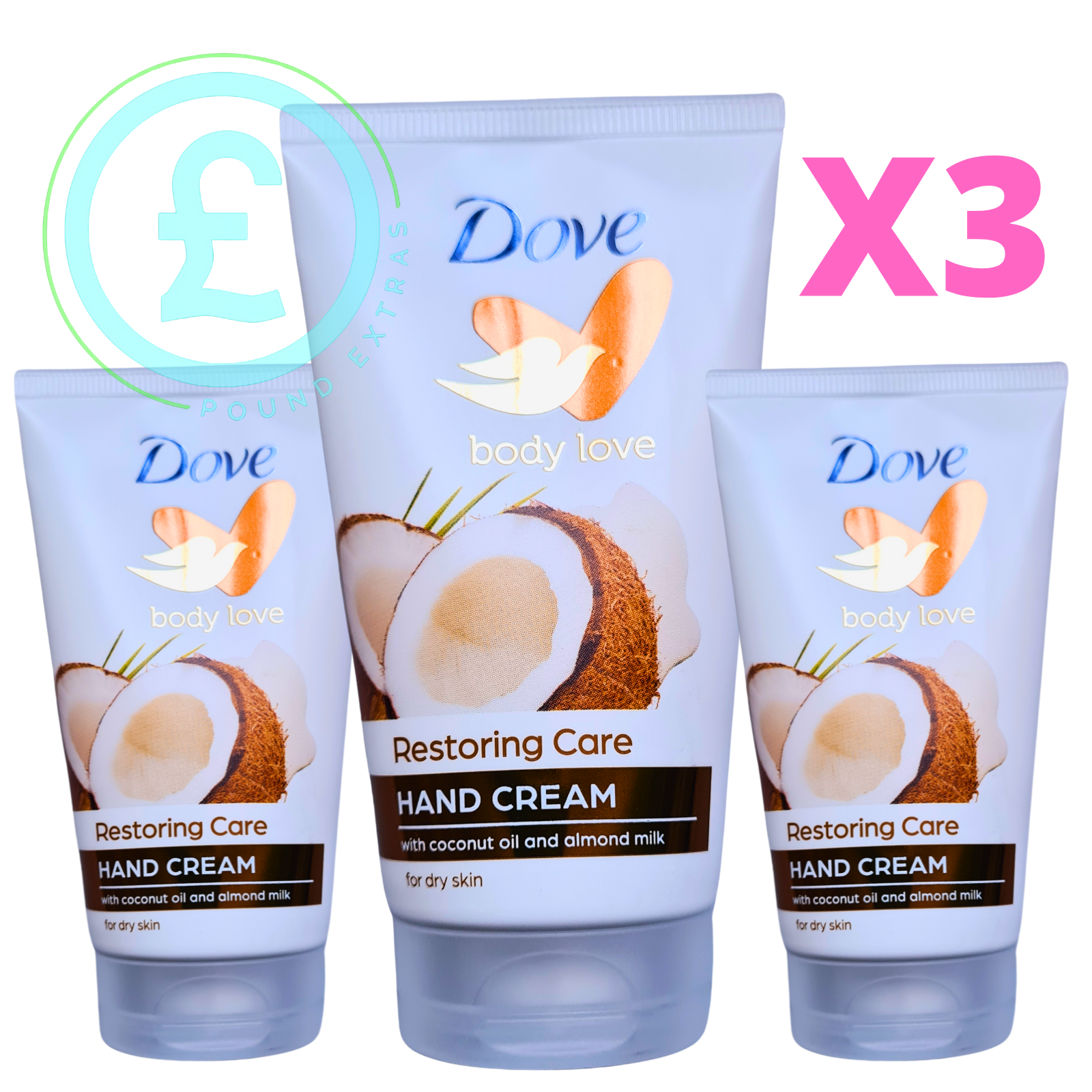 3 x Dove Body Love Restoring Care Hand Cream with Coconut Oil & Almond Milk 75ml7