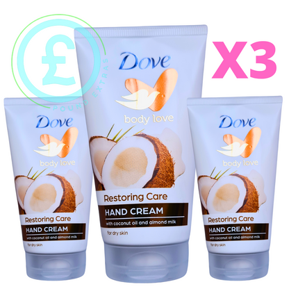 3 x Dove Body Love Restoring Care Hand Cream with Coconut Oil & Almond Milk 75ml7
