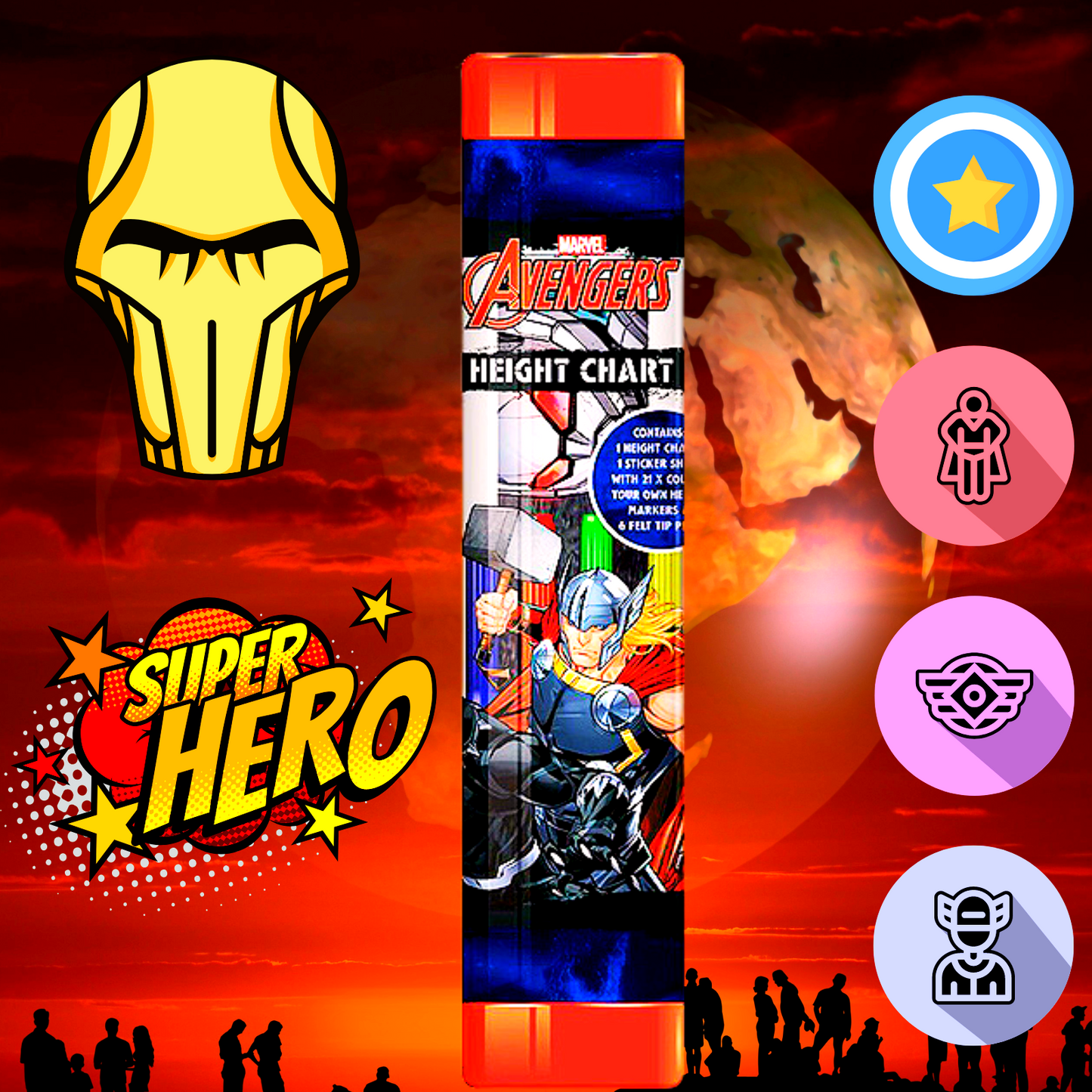 Kids Gifts & presents MARVEL AVENGERS HEIGHT CHART 160 -FELT TIP PENS - COLOURS1