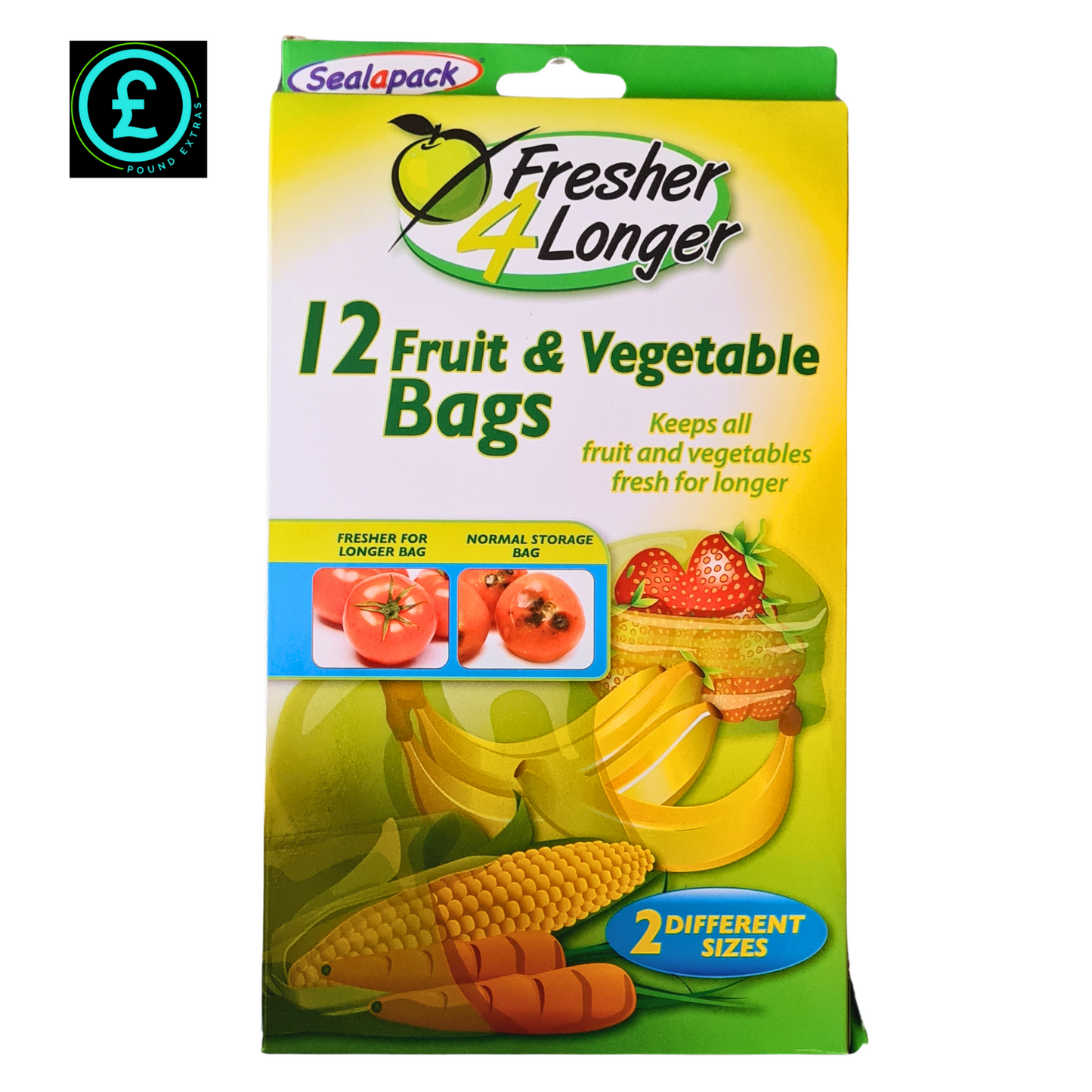 Sealapack Fruit & Vegetable Storage Bags 12 Pack Fresher 4 Longer Reusable  12